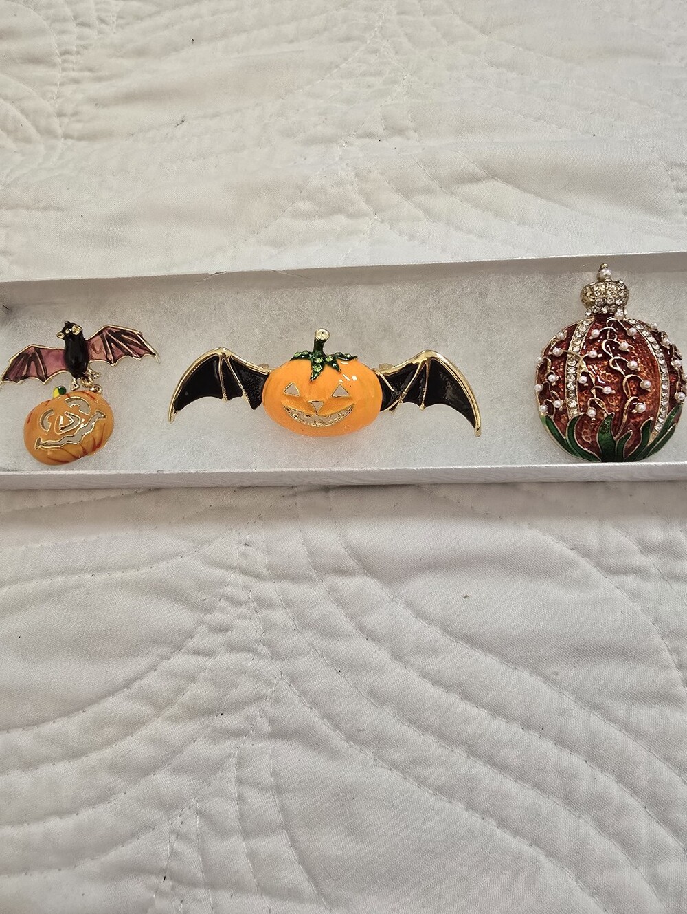 Halloween Pumpkin Bat Brooch  Bundle- Orange and Black Gold Toned